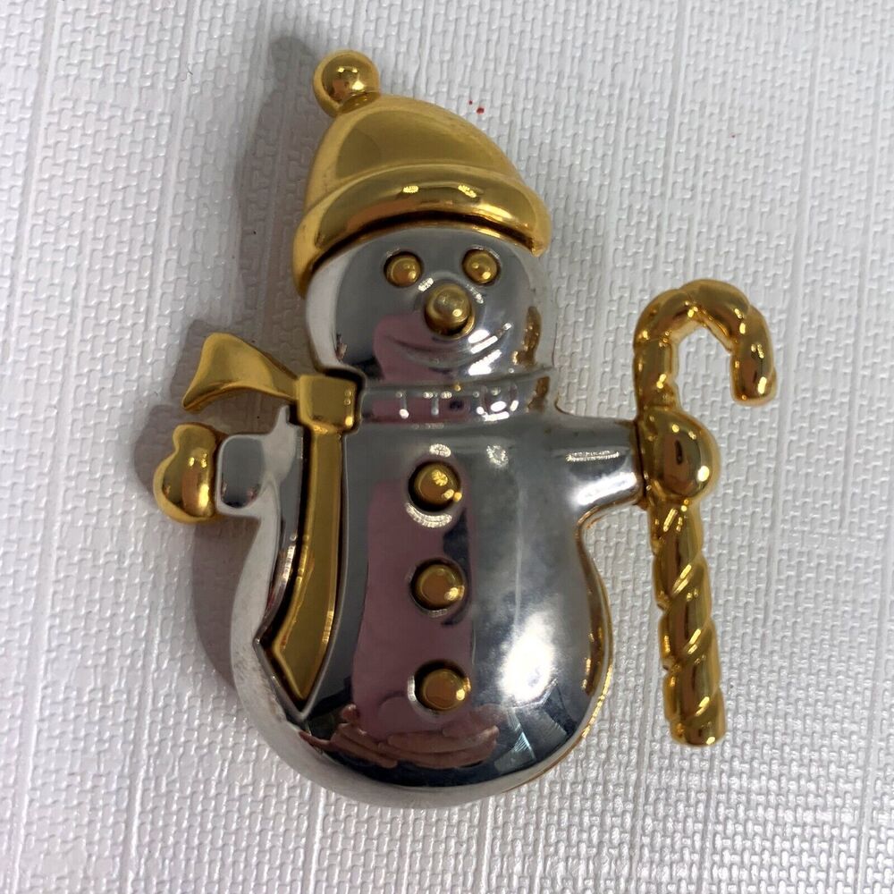 Womens Holiday Snowman Brooch Pin Signed Allison Reed Christmas Vintage
